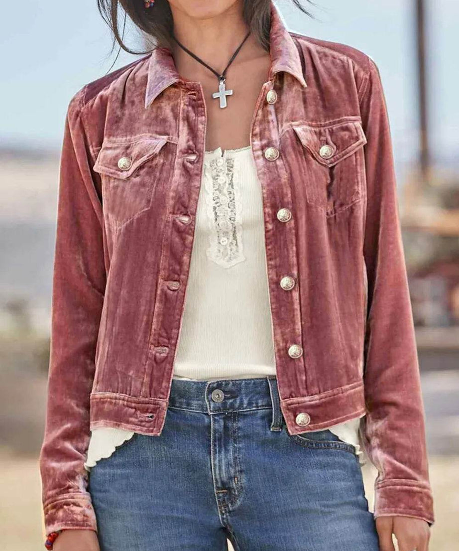 Button Up Long Sleeve Jacket with Chest Pockets - ELY VESSA LLC