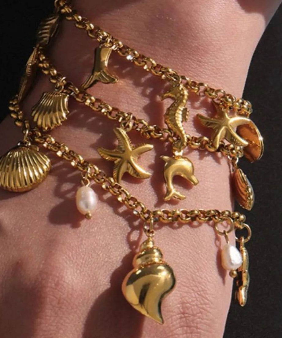 18K Gold-Plated Sea Shell Charm Bracelet - ELY VESSA LLC