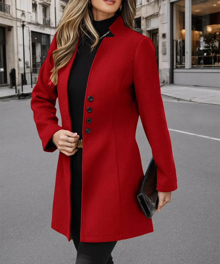 Button Up Long Sleeve Coat - ELY VESSA LLC
