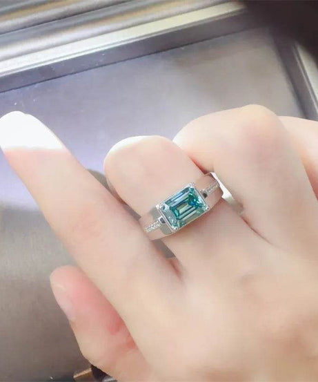3 Carat 925 Sterling Silver Moissanite Rectangle Shape Ring - ELY VESSA LLC