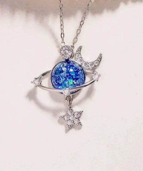 Starry Sky Inlaid Zircon Moon Star Necklace - ELY VESSA LLC