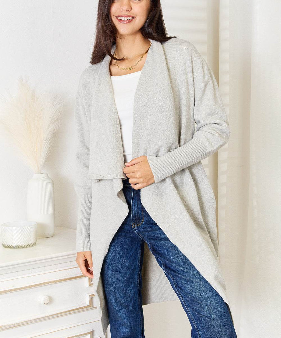 Angel Wings Open Front Duster Cardigan with Pockets - ELY VESSA LLC