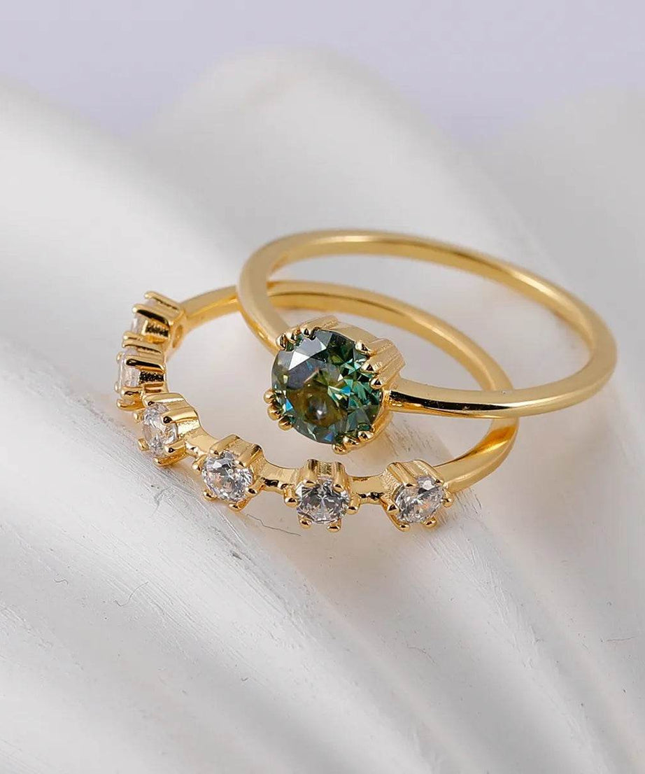 1 Carat Moissanite 925 Sterling Silver 2pcs Ring Set - ELY VESSA LLC