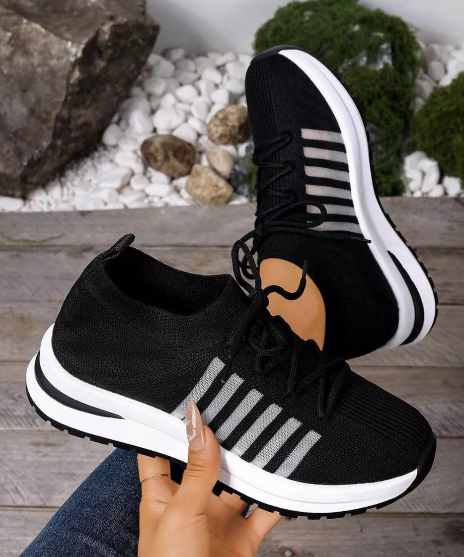 Round Toe Lace Up Athletic - ELY VESSA LLC