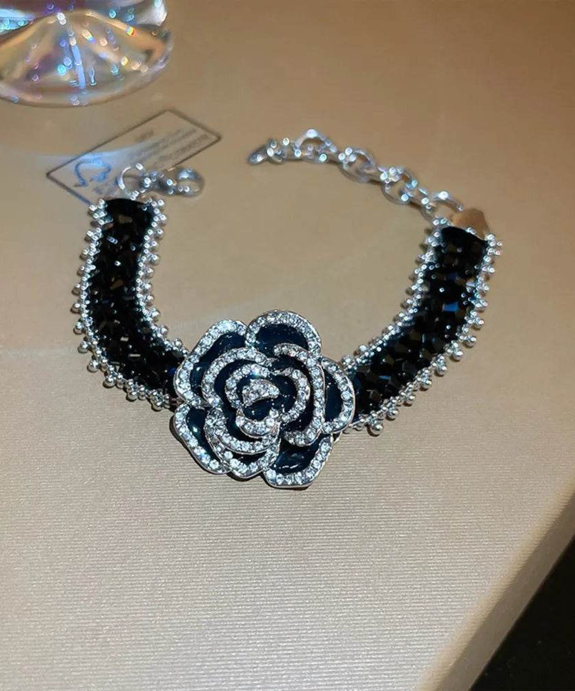 Copper Rhinestone Flower Bracelet - ELY VESSA LLC