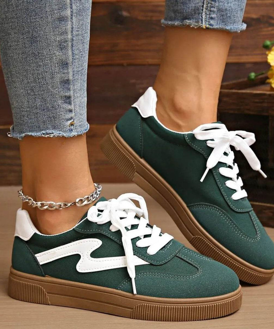 Round Toe Lace Up Sneakers - ELY VESSA LLC