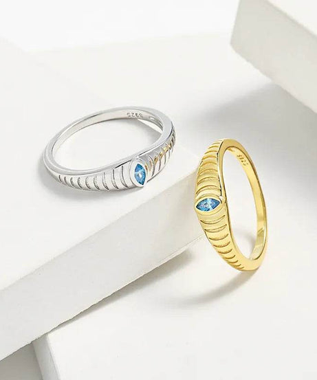 925 Sterling Silver Inlaid Zircon Ring - ELY VESSA LLC