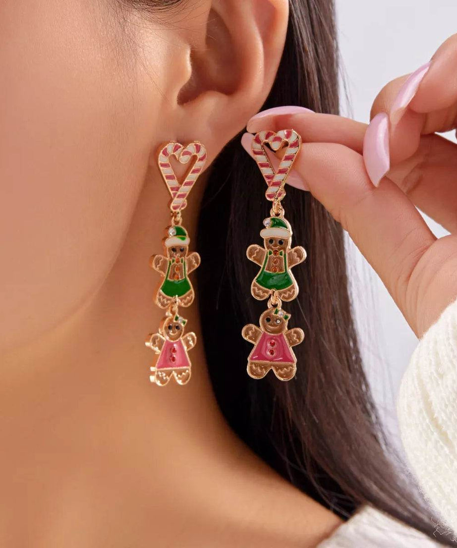 Christmas Gingerbread Drop Earrings - ELY VESSA LLC