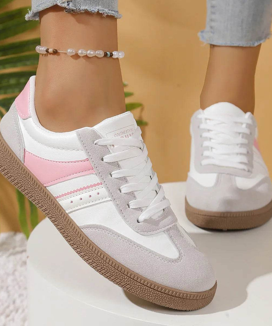 Round Toe Lace Up Sneakers - ELY VESSA LLC