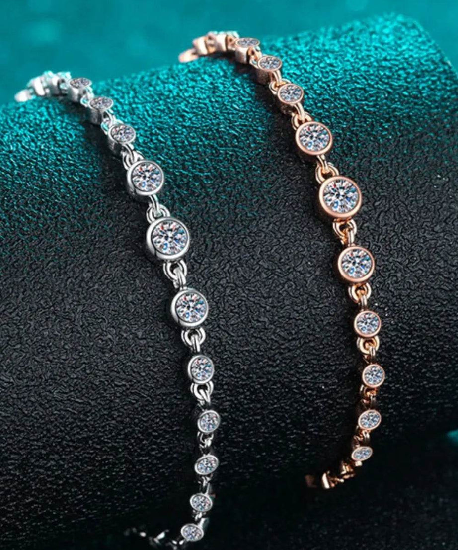 925 Sterling Silver Inlaid Moissanite Bracelet - ELY VESSA LLC