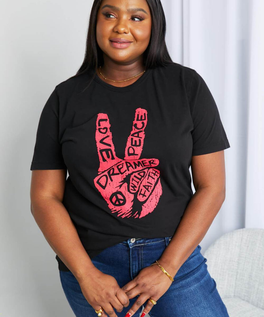mineB Full Size Graphic Tunic T-Shirt - ELY VESSA LLC