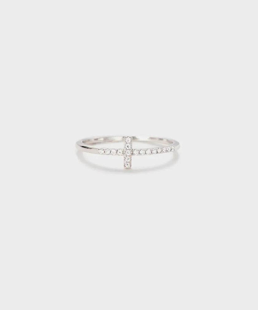 Cross Inlaid Zircon 925 Sterling Silver Ring - ELY VESSA LLC
