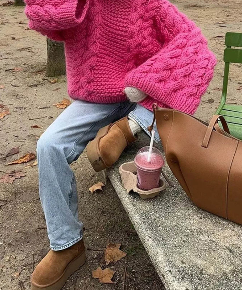Cable Knit Oversized Sweater - ELY VESSA LLC