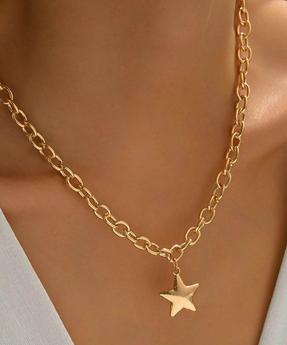 18K Gold-Plated Star Pendant Chain Necklace - ELY VESSA LLC