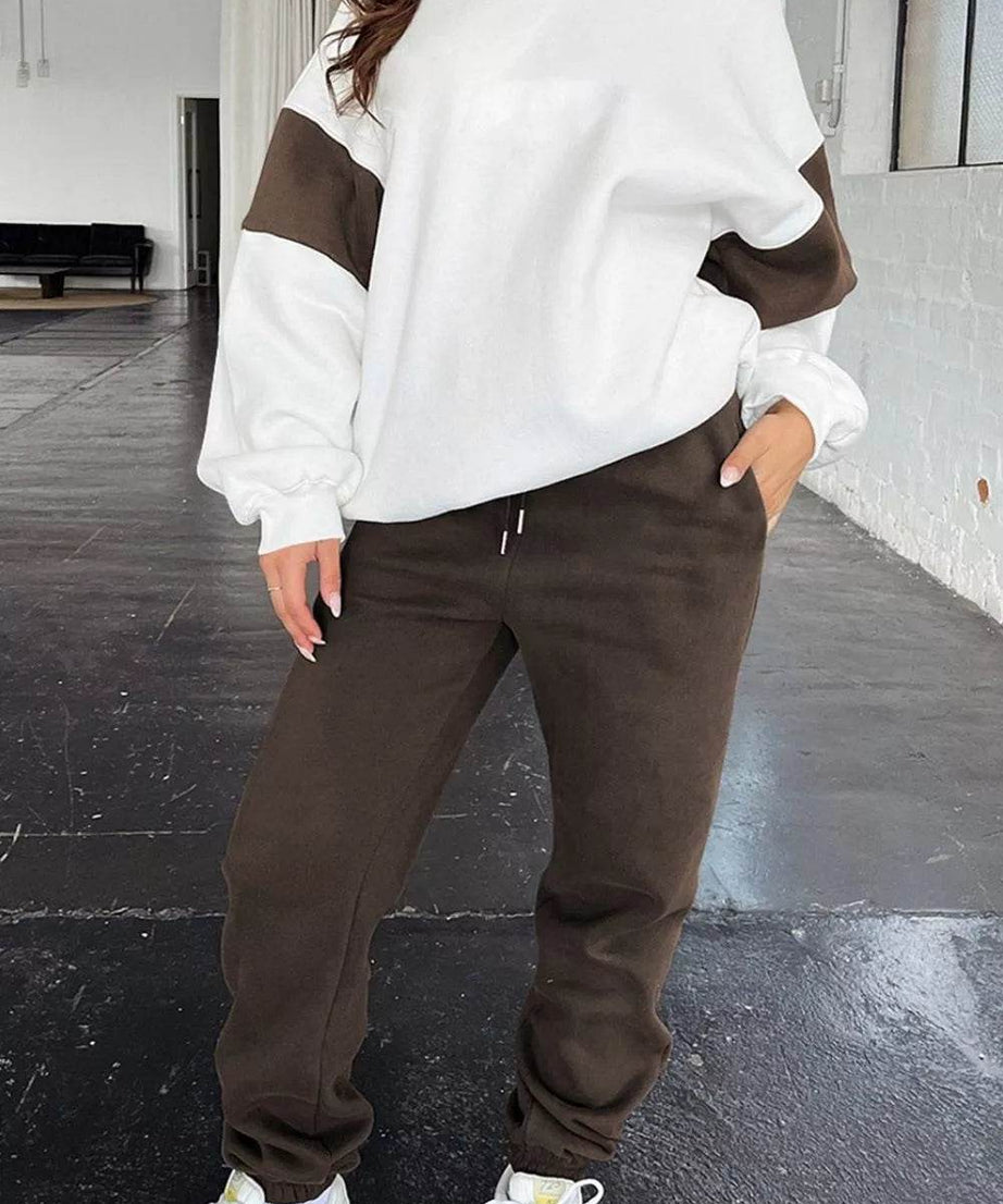 Drop Shoulder Loose Sweatshirt and Joggers Active Set - ELY VESSA LLC