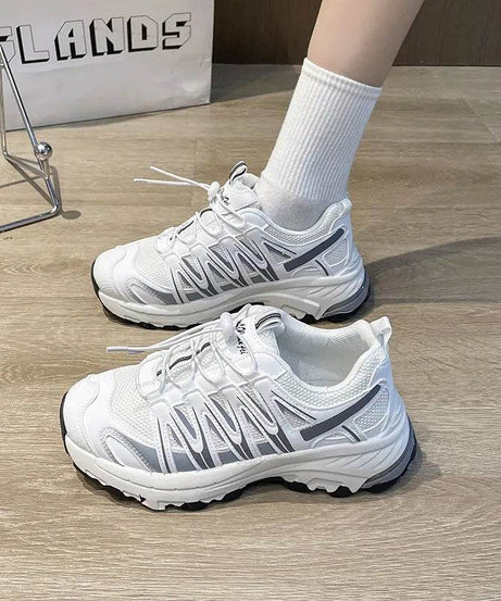Lace-Up Mesh Platform Athletic Shoes - ELY VESSA LLC