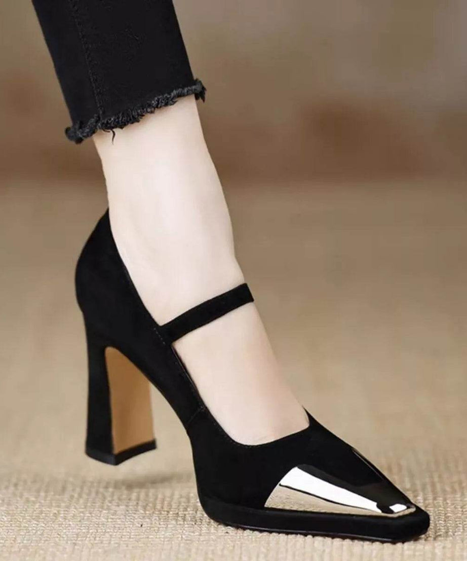 Point Toe Block Heels Pumps - ELY VESSA LLC