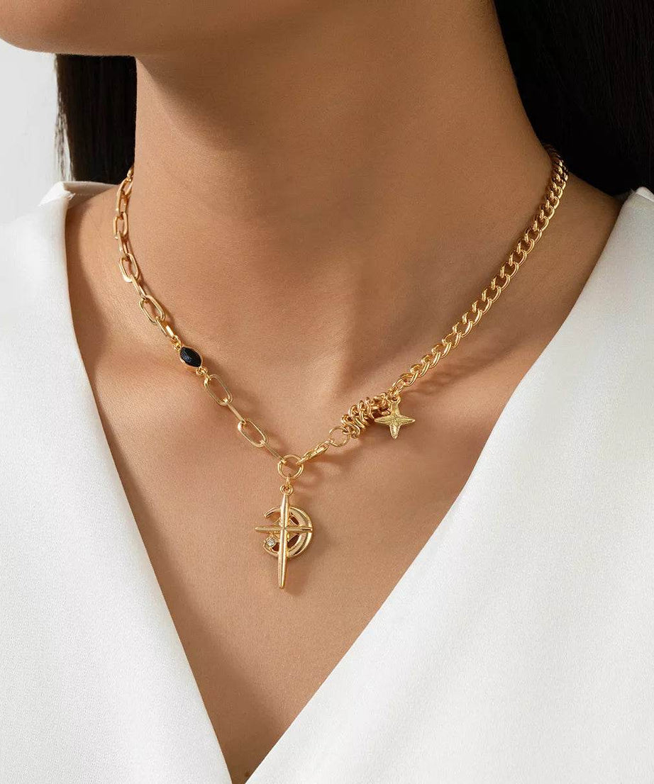 18K Gold-Plated Cross Pendant Necklace - ELY VESSA LLC