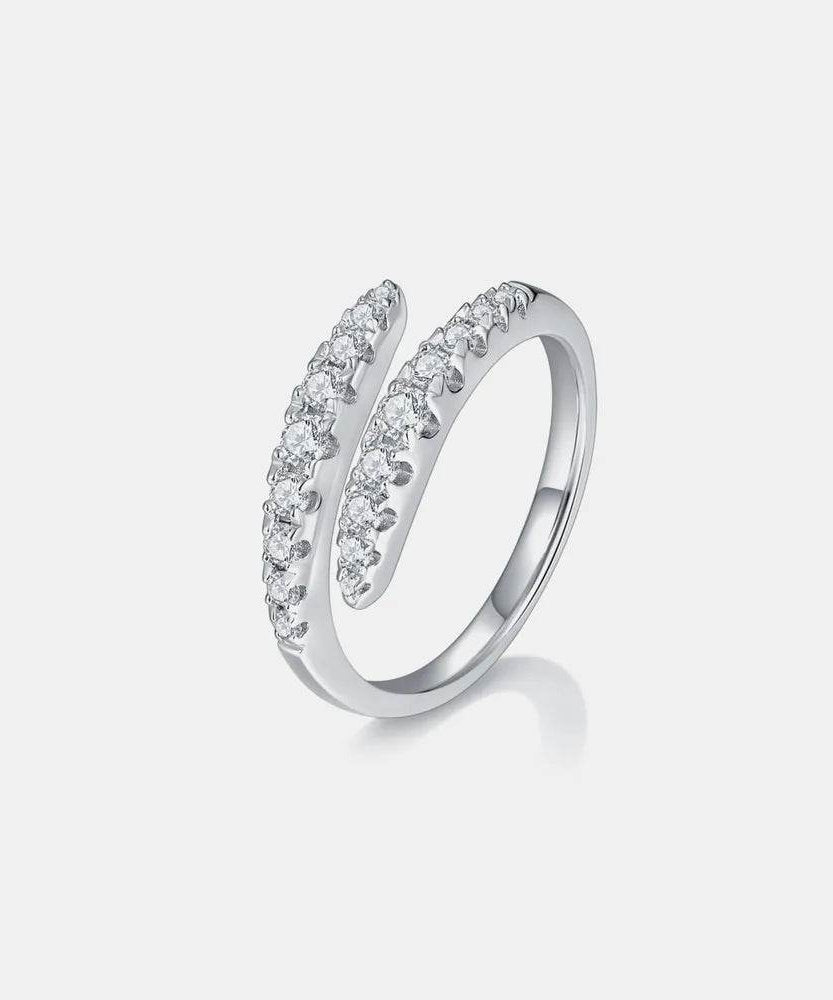 925 Sterling Silver Moissanite Bypass Ring - ELY VESSA LLC