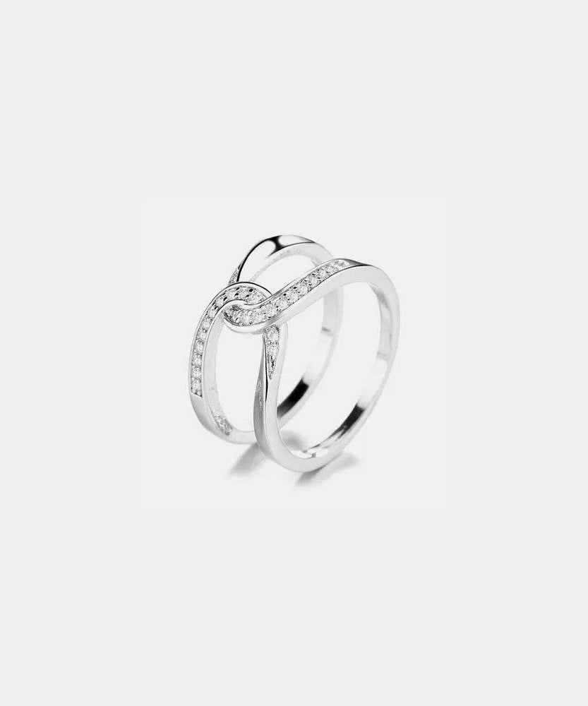 Twisted Inlaid Zircon Double-layered Ring - ELY VESSA LLC