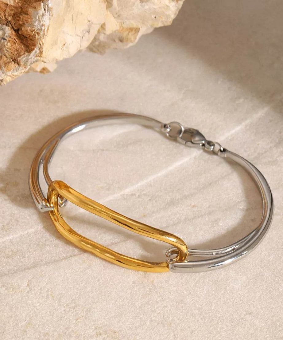 Two-Tone Geometric Link Bracelet - ELY VESSA LLC