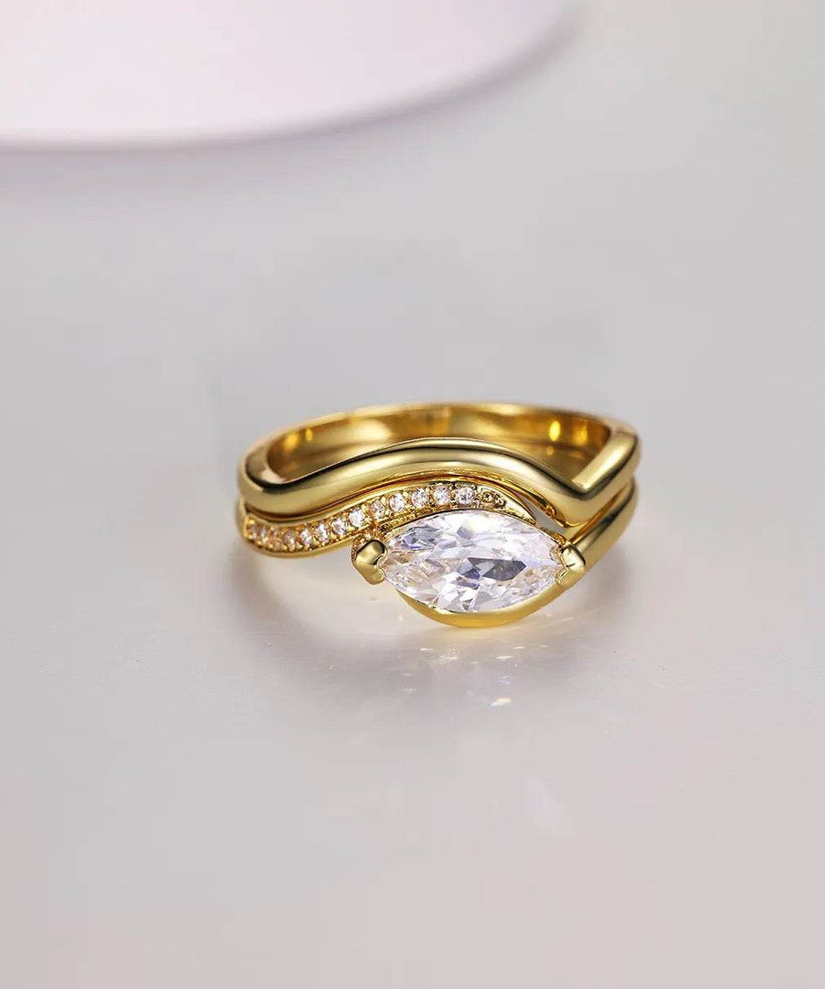 1 Carat Moissanite 925 Sterling Silver 2pcs Ring Set - ELY VESSA LLC