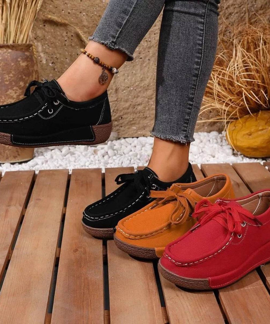 Round Toe Lace Up Sneakers - ELY VESSA LLC