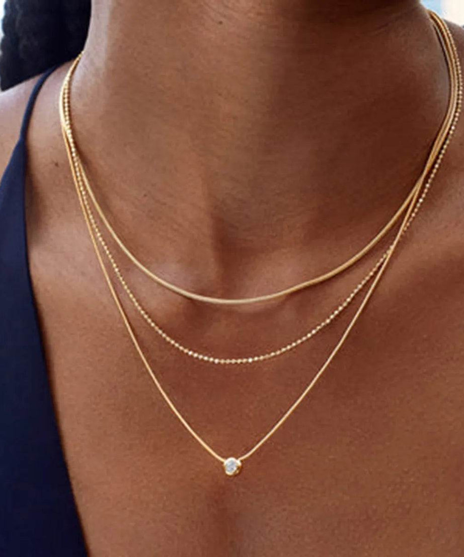 18K Gold-Plated Layered Necklace - ELY VESSA LLC