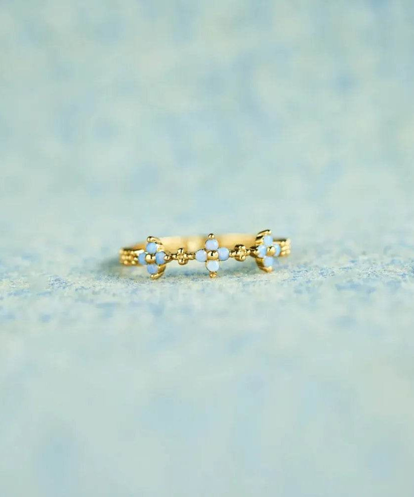 925 Sterling Silver Inlaid Zircon Flower Ring - ELY VESSA LLC