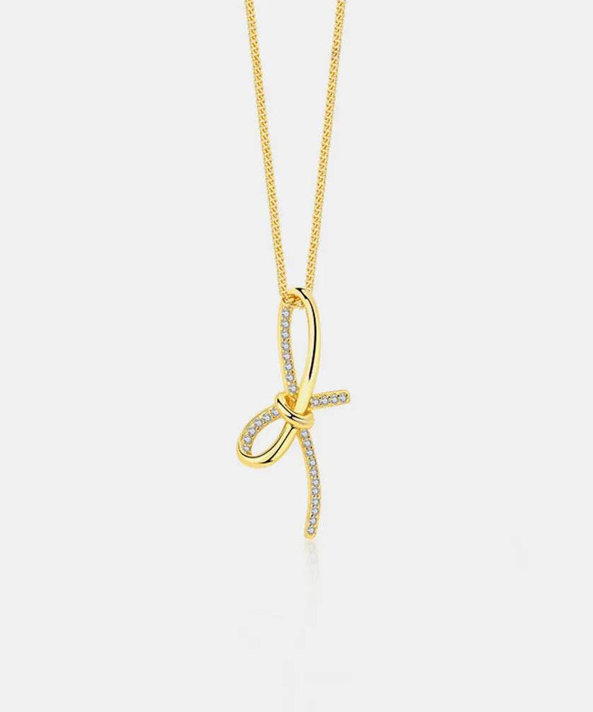 Zircon Bow Pendant Necklace - ELY VESSA LLC