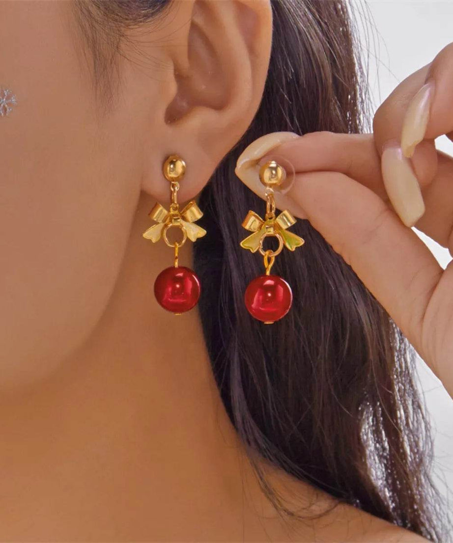 Christmas 18K Gold-Plated Ball Drop Earrings - ELY VESSA LLC