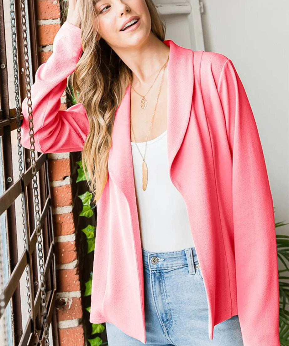 Heimish Open Front Long Sleeve Blazer - ELY VESSA LLC