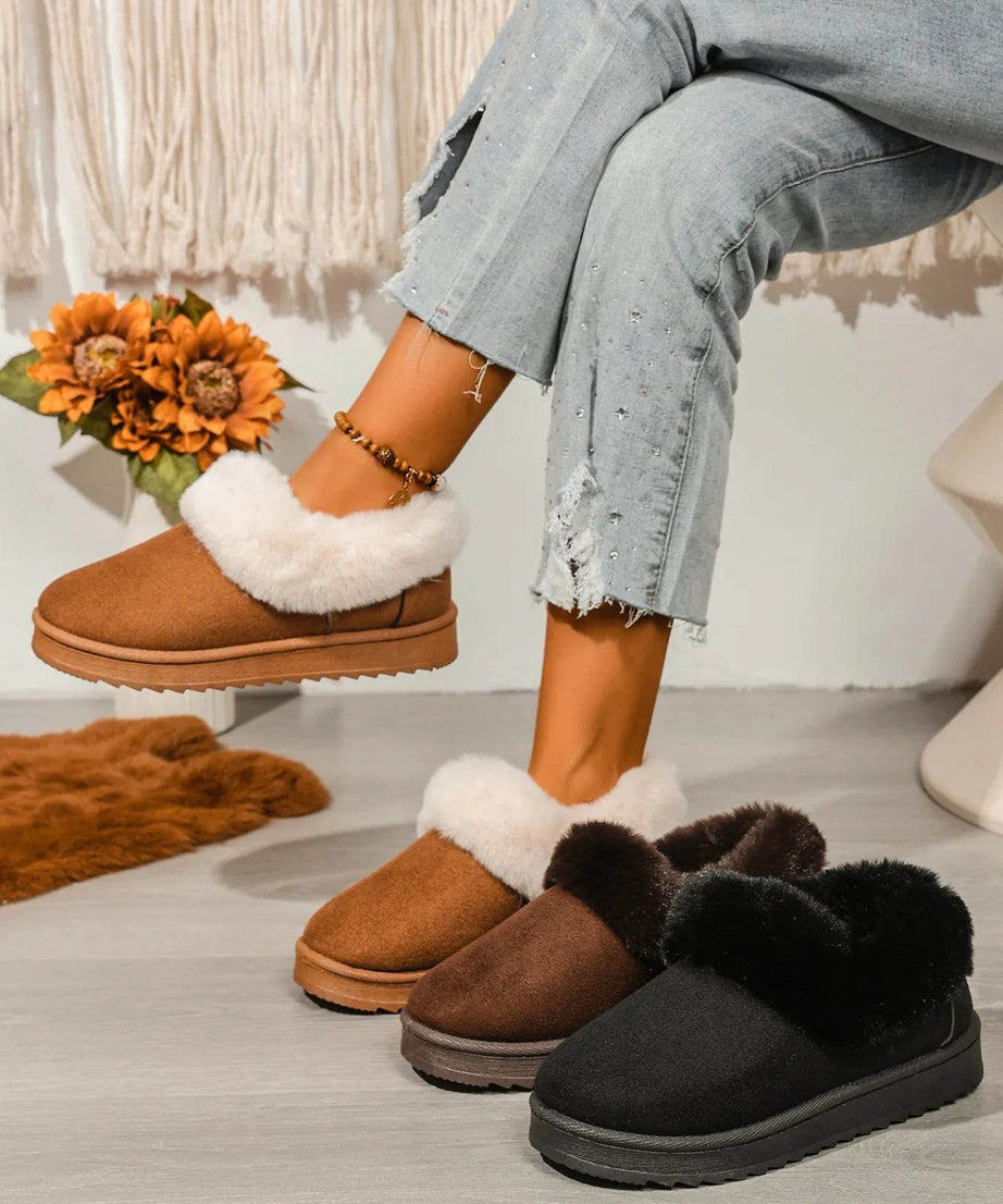Cozy Winter Fur-Lined Ankle Boots - ELY VESSA LLC