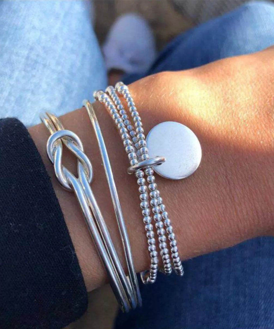 3 Piece Silver-Plated Minimalist Bracelet - ELY VESSA LLC