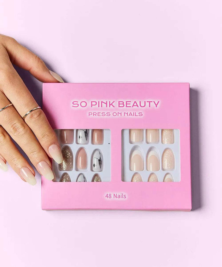 SO PINK BEAUTY Press On Nails 2 Packs - ELY VESSA LLC
