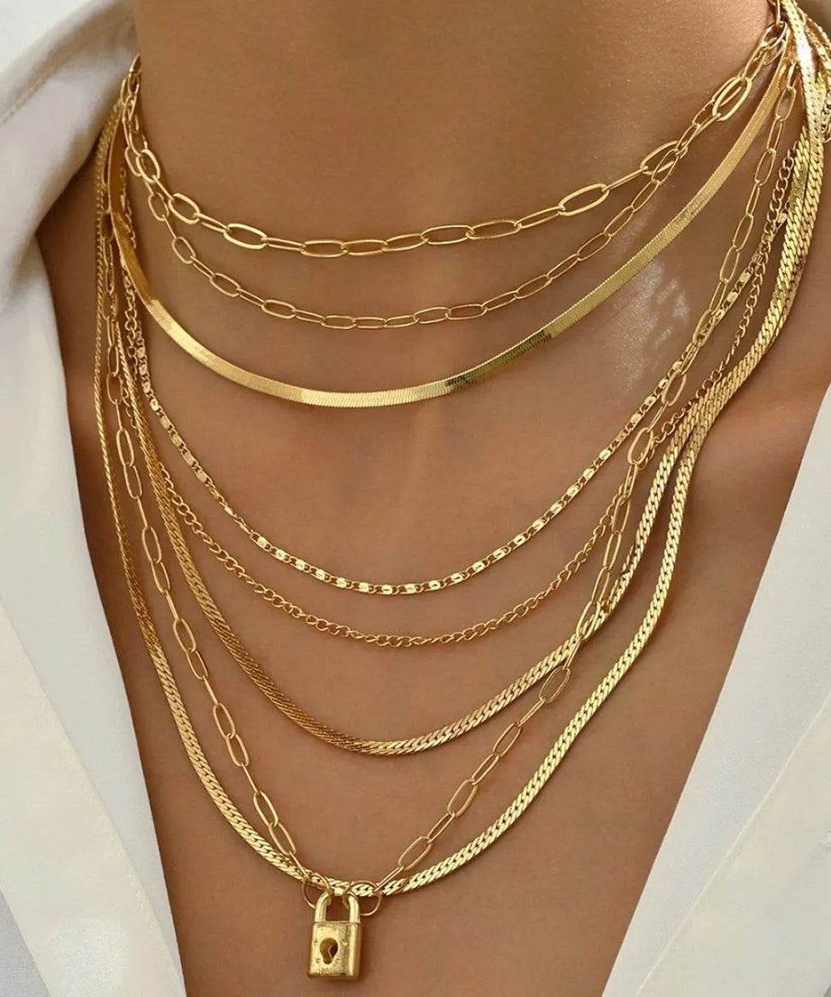 18K Gold-Plated Stainless Steel Multi-Layer Necklace - ELY VESSA LLC