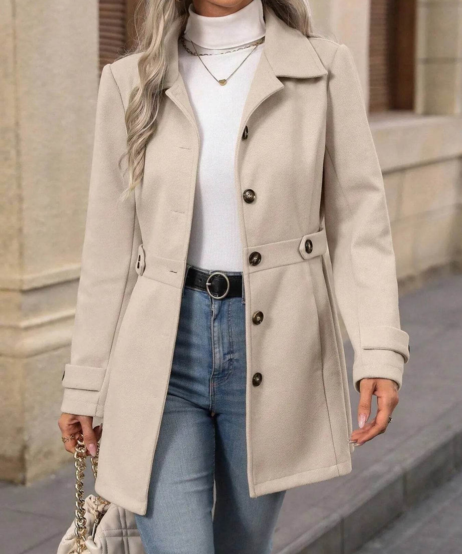 Button Up Long Sleeve Coat - ELY VESSA LLC