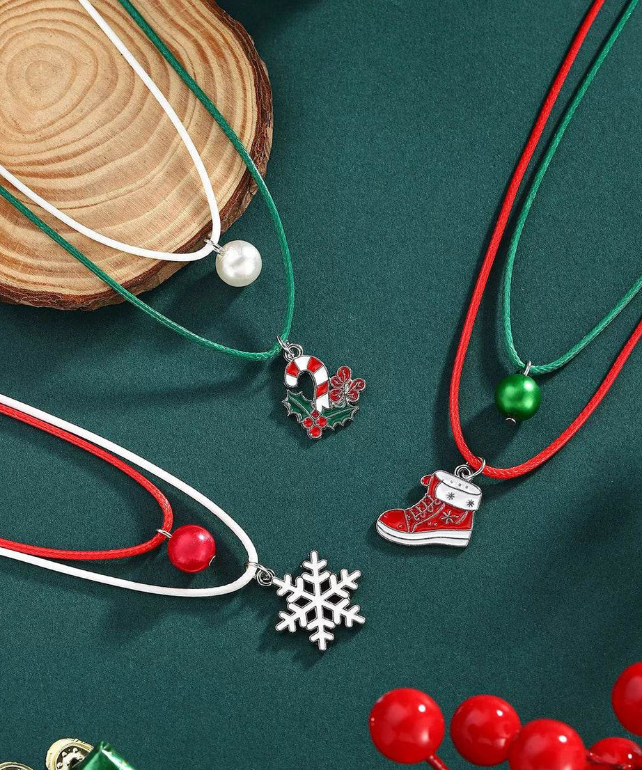 2 Piece Christmas Themed Pendant Necklace - ELY VESSA LLC